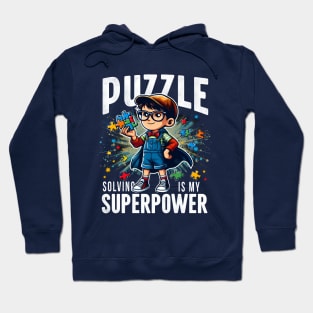 Puzzle Solving Is My Superpower Funny Jigsaw Toy Nerd Kid Hoodie